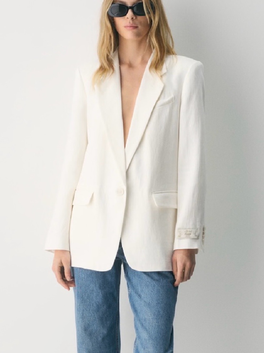 Wilfred Cream Single-Button Tailored Blazer